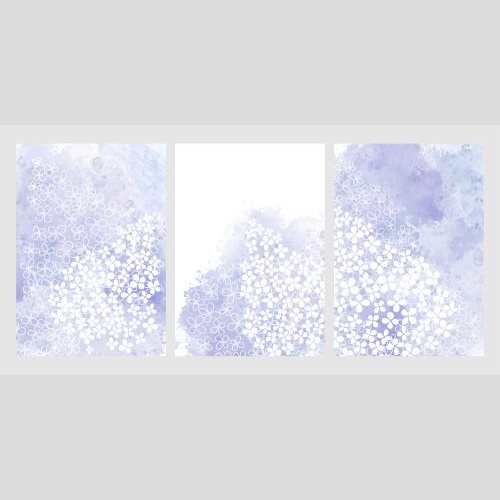 Flieder. Vektor drei Karten mit Lilien auf Aquarell