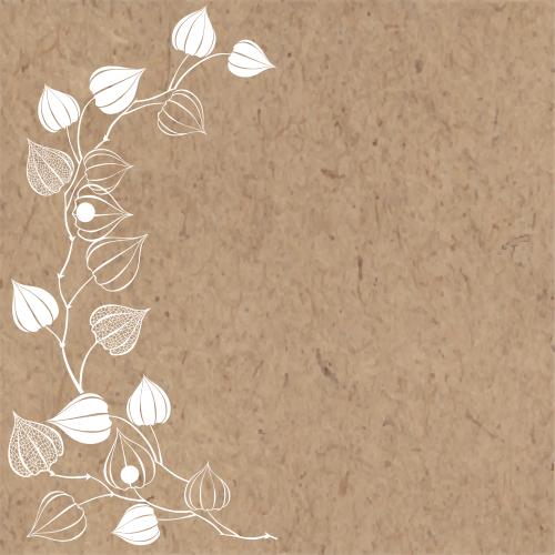 Herbst. Vektor Physalis, Platz für Text, weiße Silhouetten auf Kraft