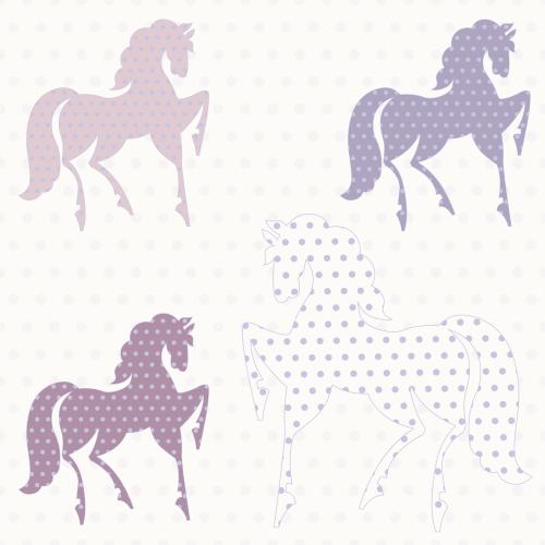 Pferd. Vektor profile stylisierter Pferde in kariertem Stil