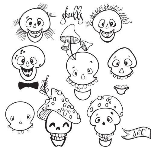 Schädel. Vektor cartoonartige Schädel auf weißem