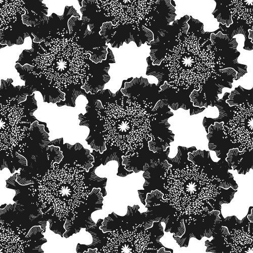 Vektorgrafik dekorative blumen, schwarze silhouetten auf weißem