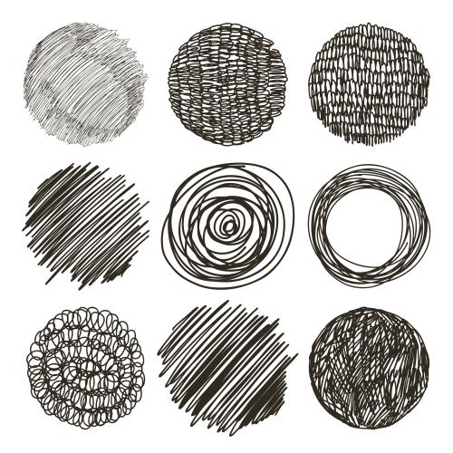 Vektorgrafik verschiedene doodlekreise, isolierte elemente auf weißem
