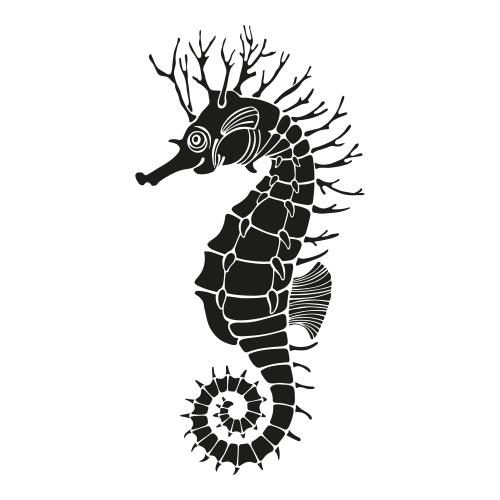 Vektorgrafik seepferdchen schwarze silhouette auf weißem