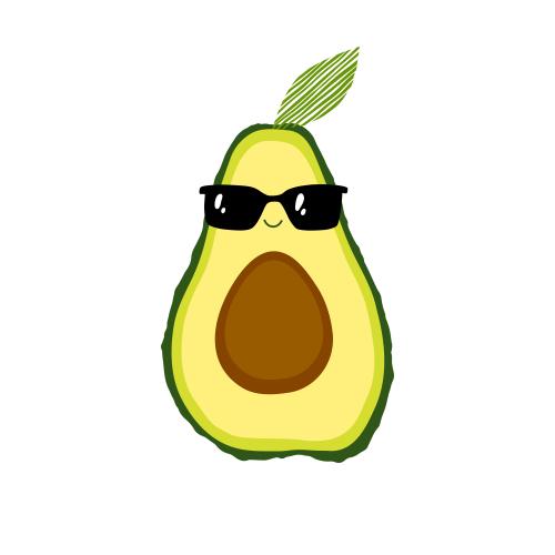 Vektorgrafik cartoonartige avocado-hälfte in sonnengläsern