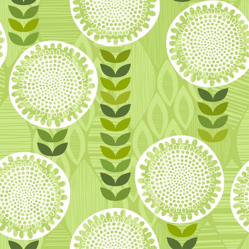 Vektorgrafik abstrakte weiße blumen, blätter auf grünem