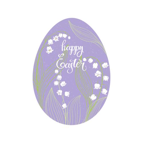 Vektorgrafik osterei mit lilien und der aufschrift happy easter