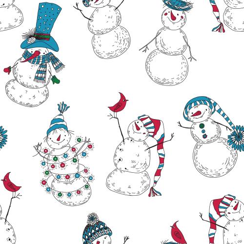 Schneemann. Vektor Süße cartoonartige Schneemänner auf weißem