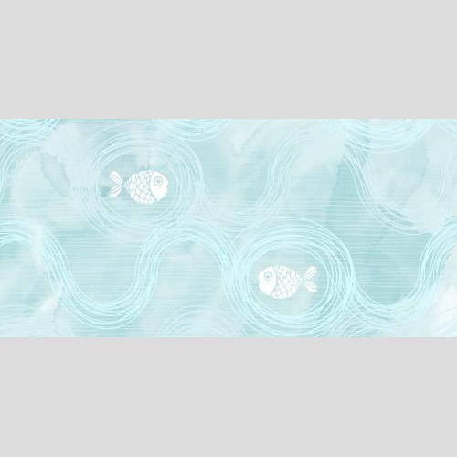 Vektorgrafik dekorative wellen, fischchen auf dem blauen aquarell