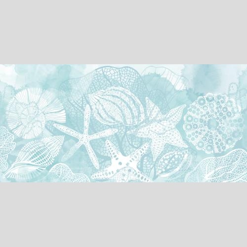 Vektorgrafik meersterne muscheln nautilus meeresschweinchen korallen auf blauem aquarell