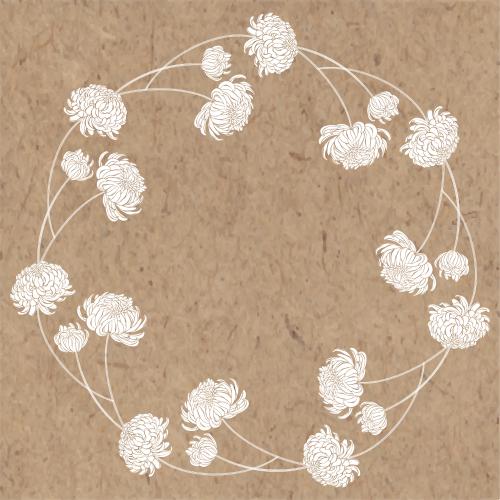 Chrysantheme. Vektor Chrysanthemen, runde Rahmen auf Kraftpapier