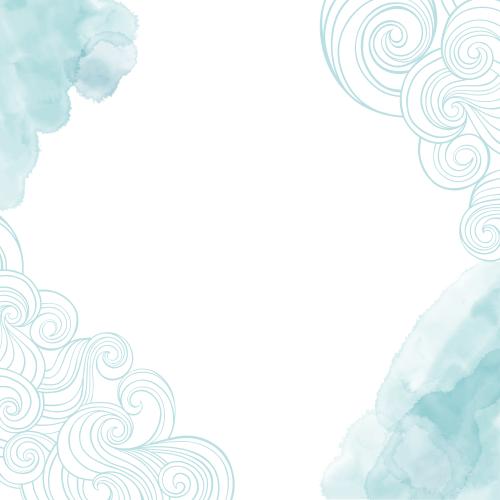 Bild dekorative Wellen, blaue Aquarell-Fragmente, Platz für Text auf weißem