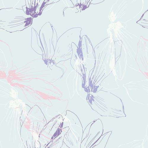 Vektorgrafik rosa, lila und weiße cyclamenblumen auf blauem