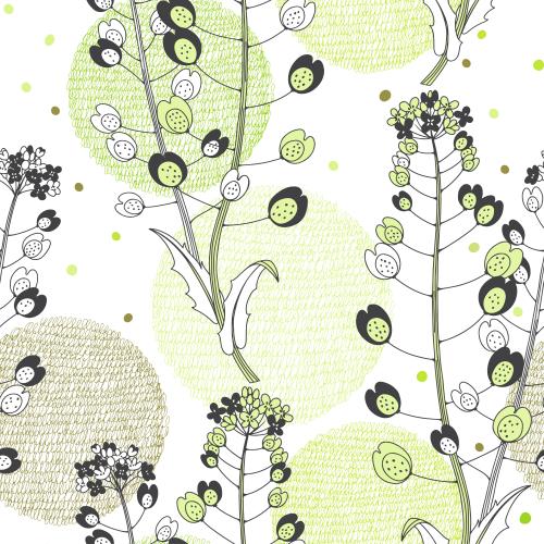 Vektorgrafik dekorative wiesenblumen, mehrfarbige kreise auf weißem