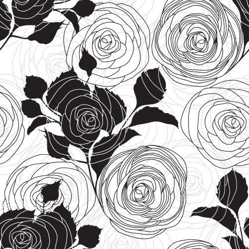Rose. Vektor stylisierte rosen, konturen und silhouetten auf weissem