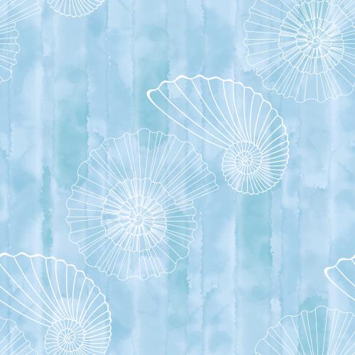 Vektorgrafik muscheln weiße konturen auf blauem aquarell