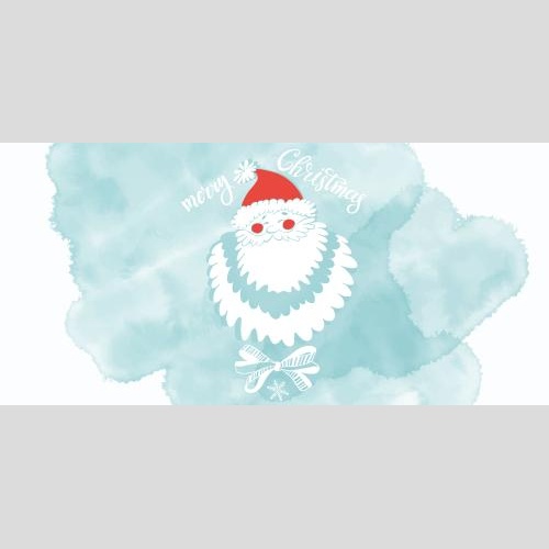 Vektorgrafik weihnachtsmann, schriftzug "frohe weihnachten" auf einem blauen wasserfarben-fragment