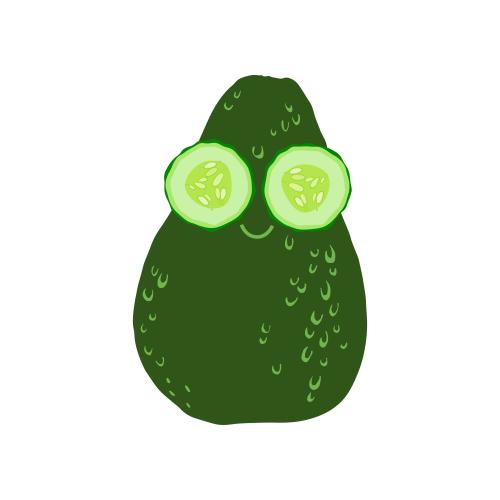 Vektorgrafik cartoonartige avocado mit gurkenmaske