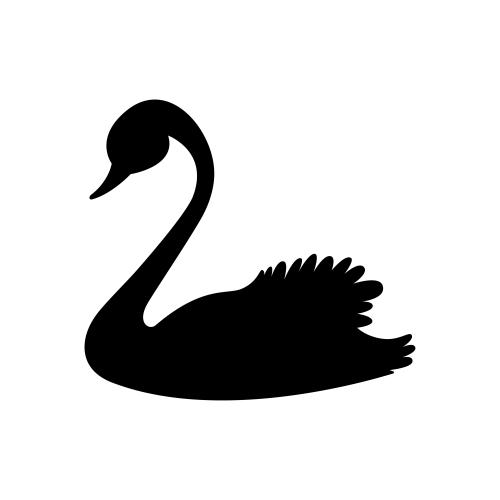 Schwan. Vektor Schwan, schwarze Silhouette auf weissem