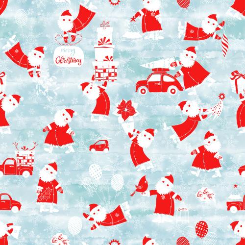 Vektorgrafik cartoonartige ded moroz und schneeflocken auf blauem aquarell