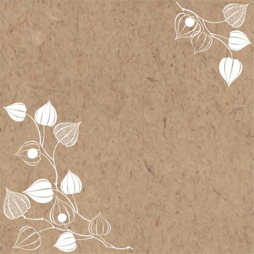 Herbst. Vektor Physalis, Textfläche auf Kraftpapier, Eckkomposition