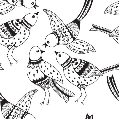 Vektorgrafik cartoonartige vögel auf weißem