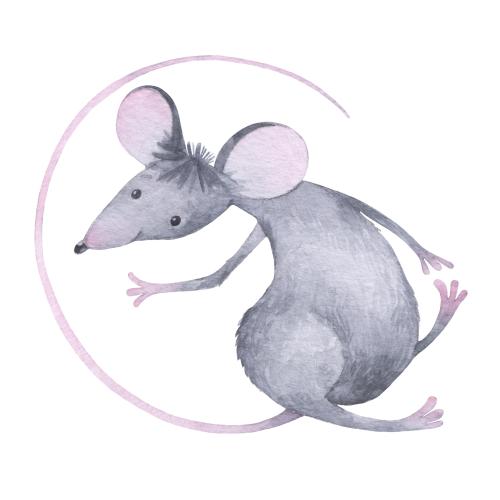 Maus. Vektor Süße cartoonartige Aquarellmaus auf weißem