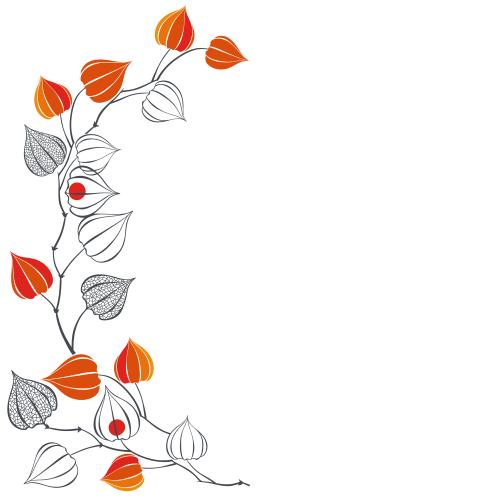 Herbst. Vektor Physalis, vertikale Stange, Platz für Text auf weißem