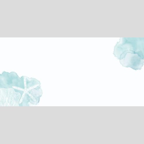 Vektorgrafik meeresstern, koralle, blaue aquarellfragmente, platz für text auf weißem