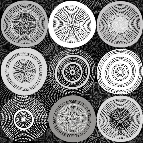 Oval. Vektor dekorative monochromatische Kreise auf schwarzem