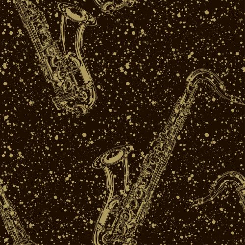 Klecks. Vektor Saxophone, dekorative Flecken auf dunkelbraunem