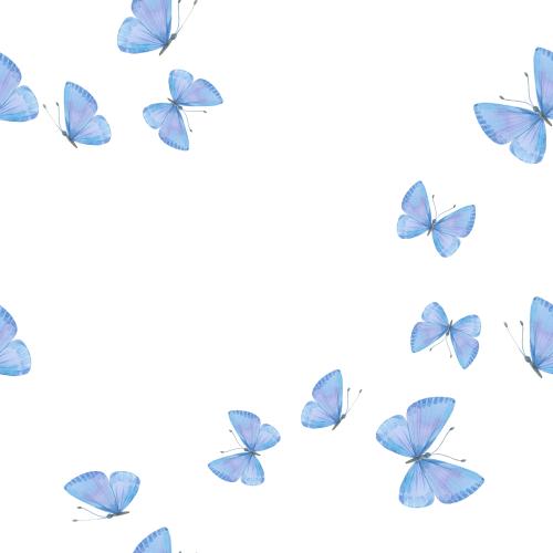 Rasterbild aquarell blaue schmetterlinge auf weißem