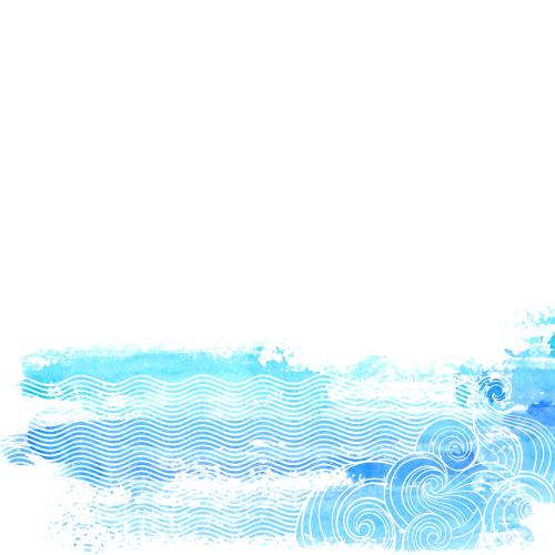 Vektorgrafik wellen auf aquarellblau-grünem, textplatz auf weißem