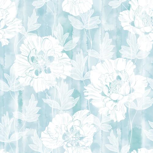 Vektorgrafik pfingstrosen blumen und blätter auf einem blauen aquarell