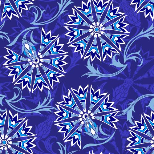 Kornblume. Vektor stylisierte Kornblumen auf blauem