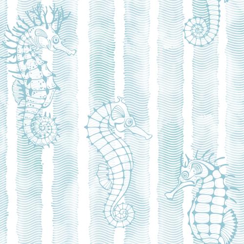Vektorgrafik seepferdchen auf aquarellartigen wellen