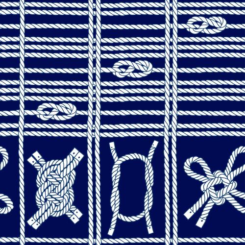 Seemannsknoten. Vektor Meeresknoten, vertikale und horizontale Meeresseile auf dem blauen