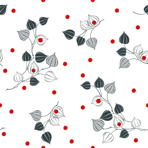 Herbst. Vektor Physalis, monochromen Zweige und rote Beeren auf weißem