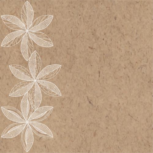 Vektorgrafik dekorierte blumen, weiße silhouetten, platz für text, auf kraft