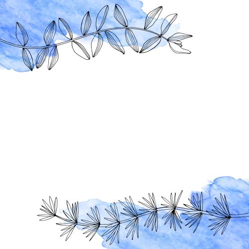 Vektorgrafik meeresalgen auf blauen aquarellfragmenten, platz für text auf weißem