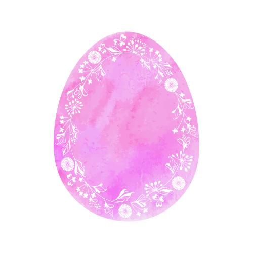Vektorgrafik rosa aquarell-ei mit einem kränchen-rahmen aus fantasievollen blumen und pflanzen