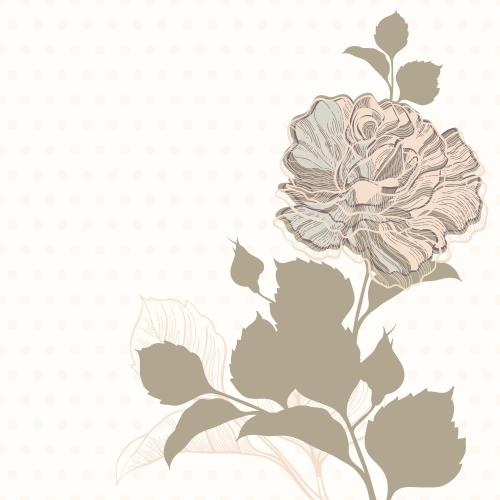 Rose. Vektor Rosa mit Blättern und Knospen in Pastelltönen auf hellem Karomuster