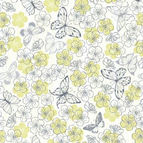 Vektorgrafik schmetterlinge und blumen auf dem hellen gestreiften