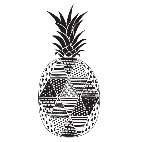 Dreieck. Vektor stylisierter ananas, schwarze silhouette auf weissem