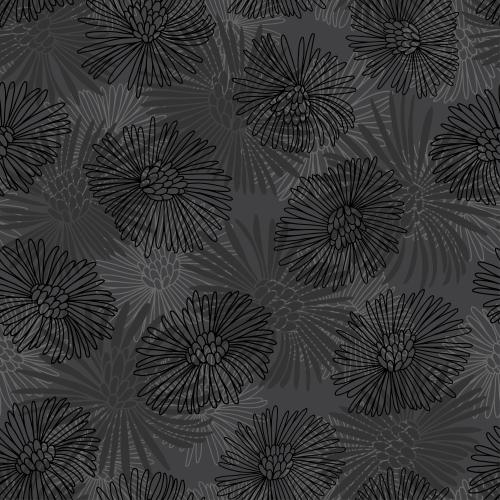 Huflattich. Vektor Mutter-und-Stiefmutter-Blumen, Konturen und Silhouetten auf dunkelgrauem