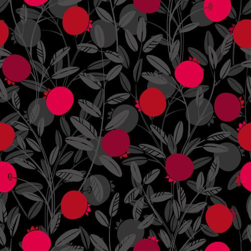 Kranbeere. Vektor kranberryzweige mit Beeren auf schwarzem