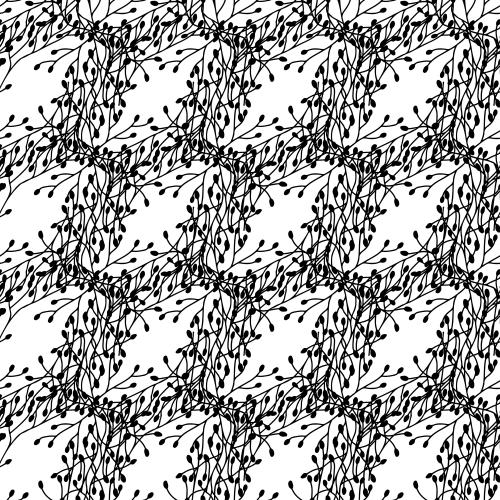 Vektorgrafik geometrisch mit abstrakten pflanzen, schwarze silhouetten auf weissem