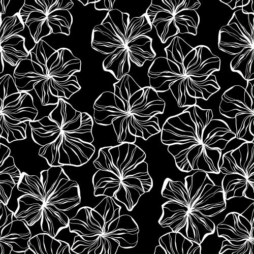 Vektorgrafik blumen, weiße konturen auf schwarzem