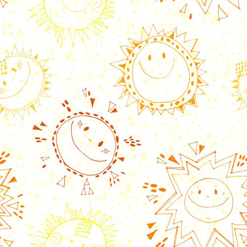 Vektorgrafik farbenfrohe cartoonartige sonnensprenkel auf weißem
