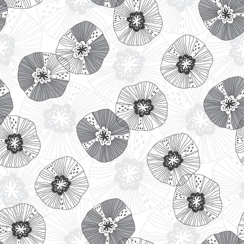 Vektorgrafik monochromatische stylisierten blumen im doodle-stil auf weißem