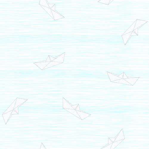 Schiffchen. Vektor papierschiffe auf blauen Wellen
